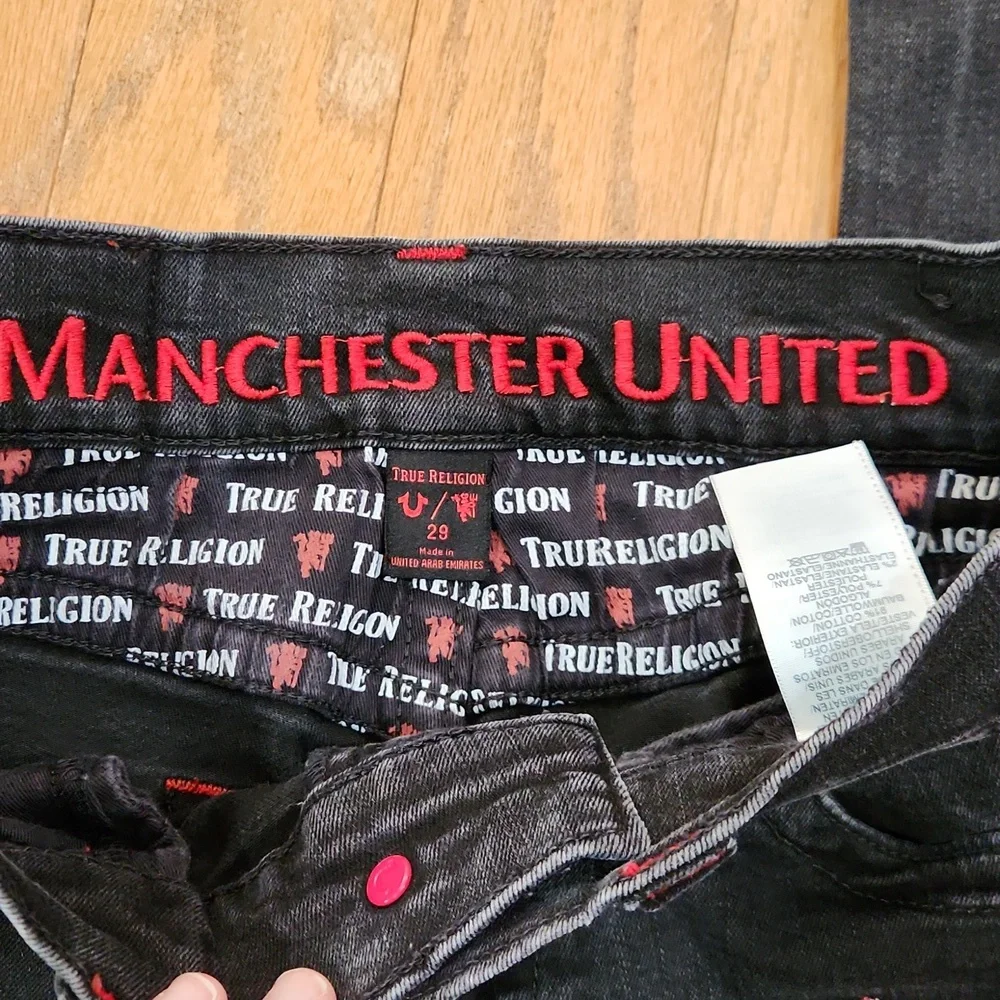 True Religion Black Jeans with Red Stitching‎